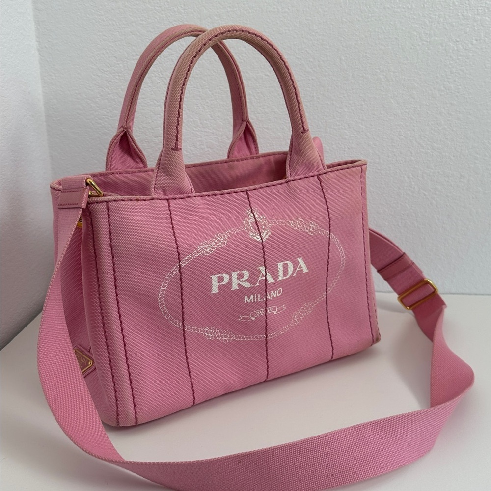 💯Authentic Prada  Canapa Pink Tote Bag🍀 - Picture 7 of 16